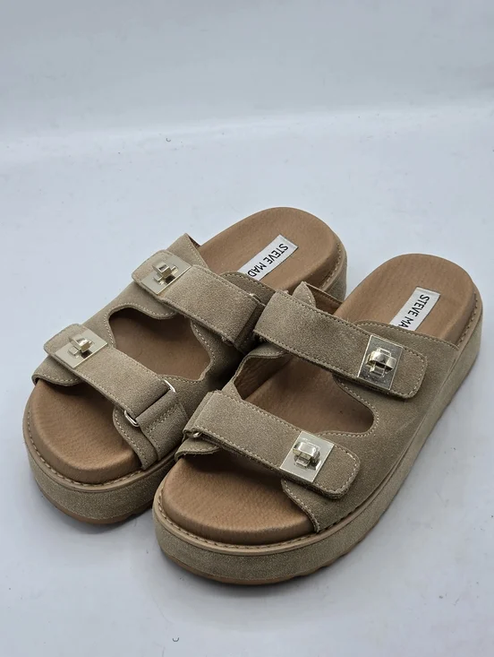 Steve Madden Bigschmona Tan Suede Platform Sandals Size 7.5 - Picture 5 of 15